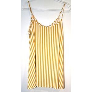 MsBasic Yellow Striped Strappy Sundress Womens L Summer Party Midi 35"L